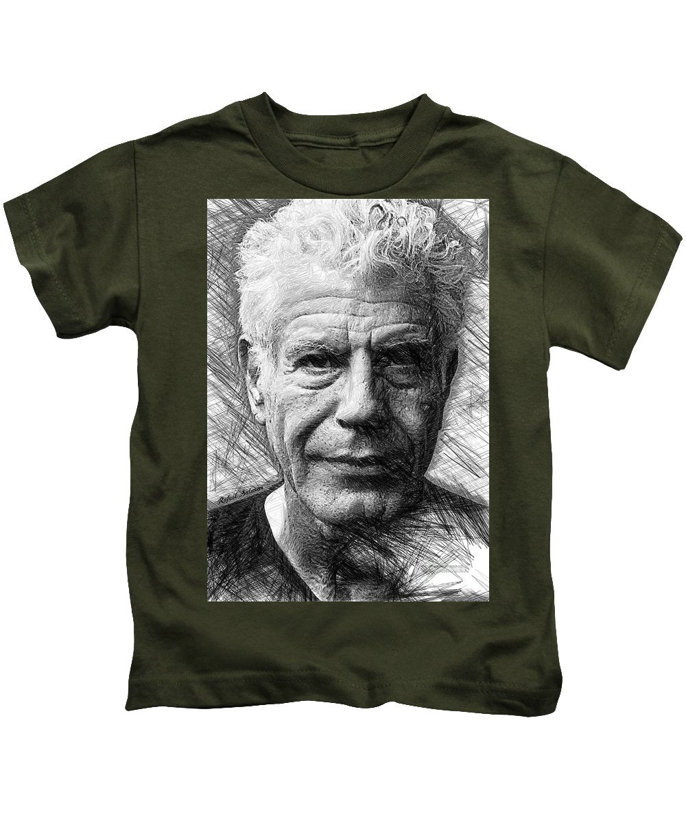 Anthony Bourdain - Ink Drawing - Kids T-Shirt