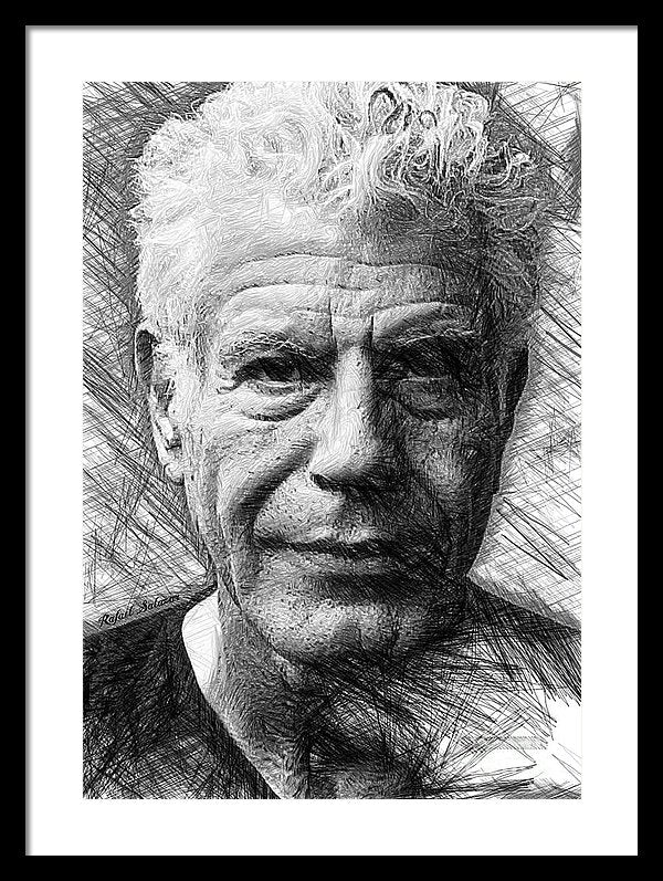 Anthony Bourdain - Ink Drawing - Framed Print