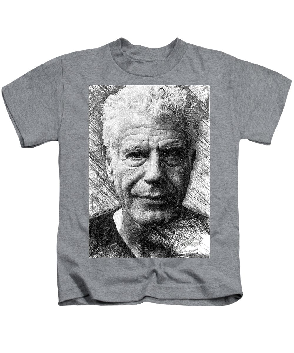 Anthony Bourdain - Ink Drawing - Kids T-Shirt