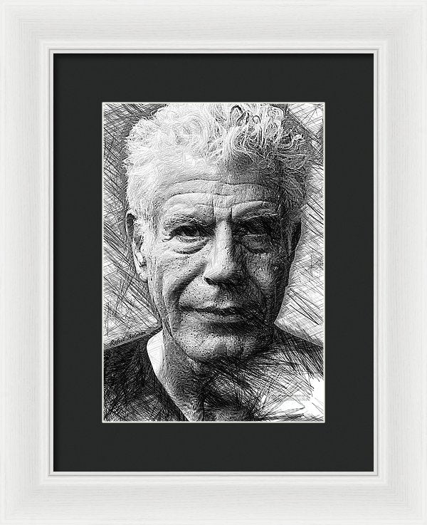 Anthony Bourdain - Ink Drawing - Framed Print