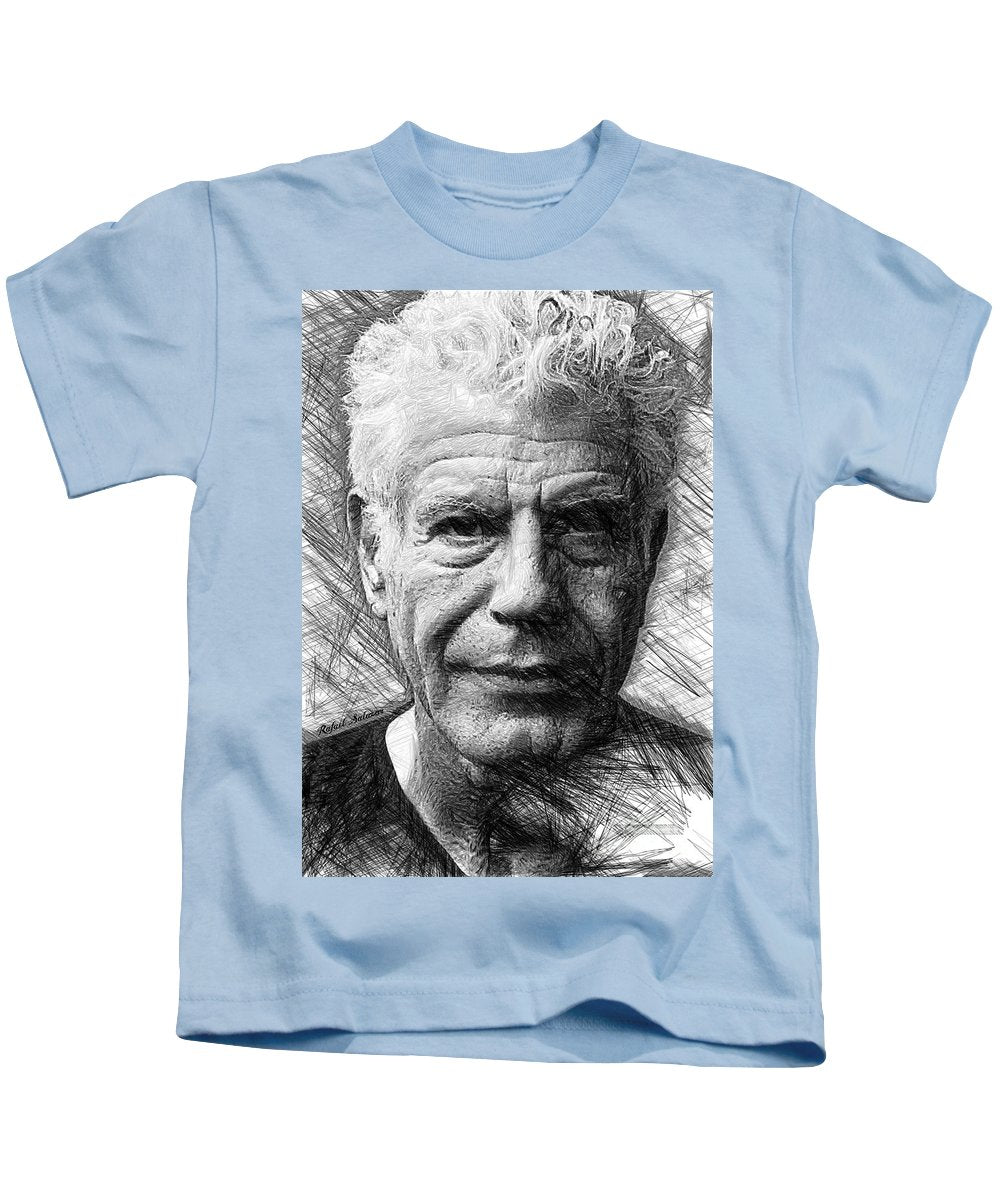 Anthony Bourdain - Ink Drawing - Kids T-Shirt