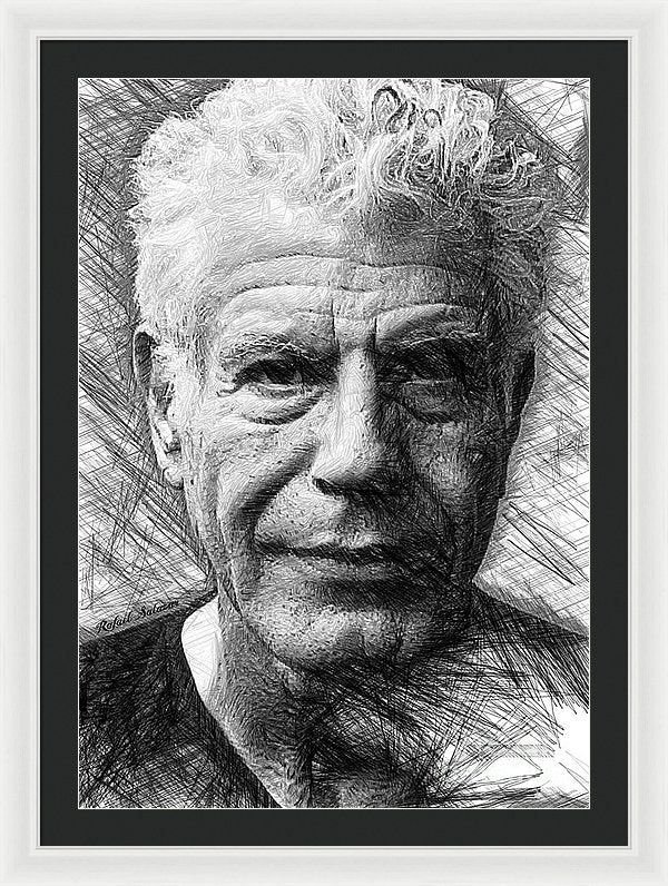 Anthony Bourdain - Ink Drawing - Framed Print