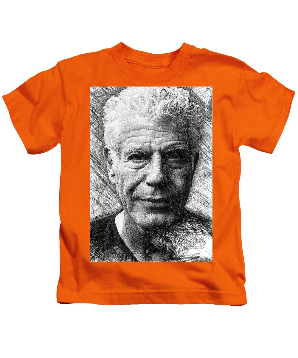 Anthony Bourdain - Ink Drawing - Kids T-Shirt