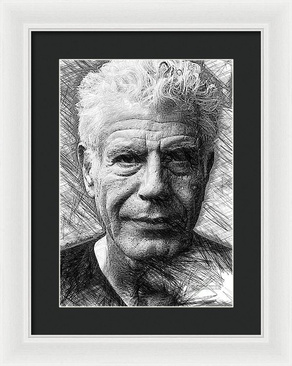 Anthony Bourdain - Ink Drawing - Framed Print