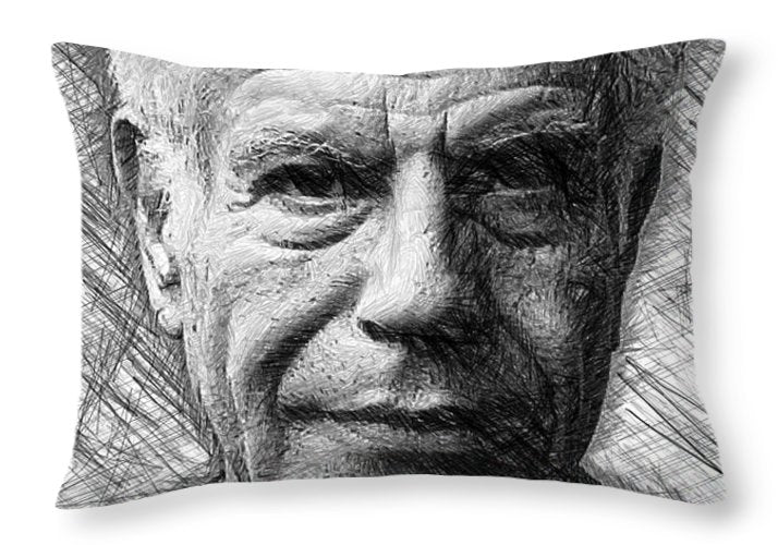 Anthony Bourdain - Ink Drawing - Throw Pillow