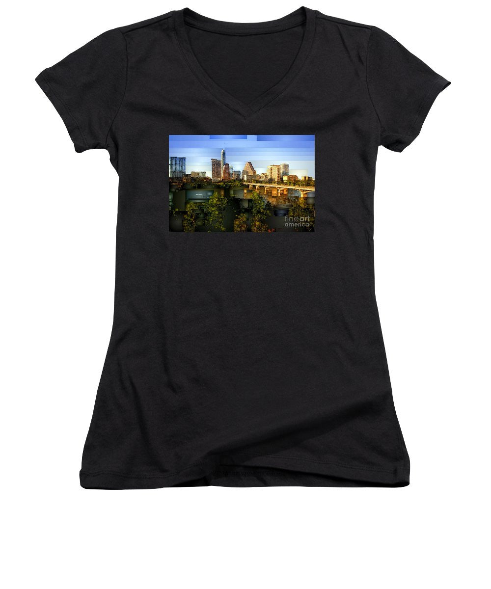 Women's V-Neck T-Shirt (Junior Cut) - Austin Skyline