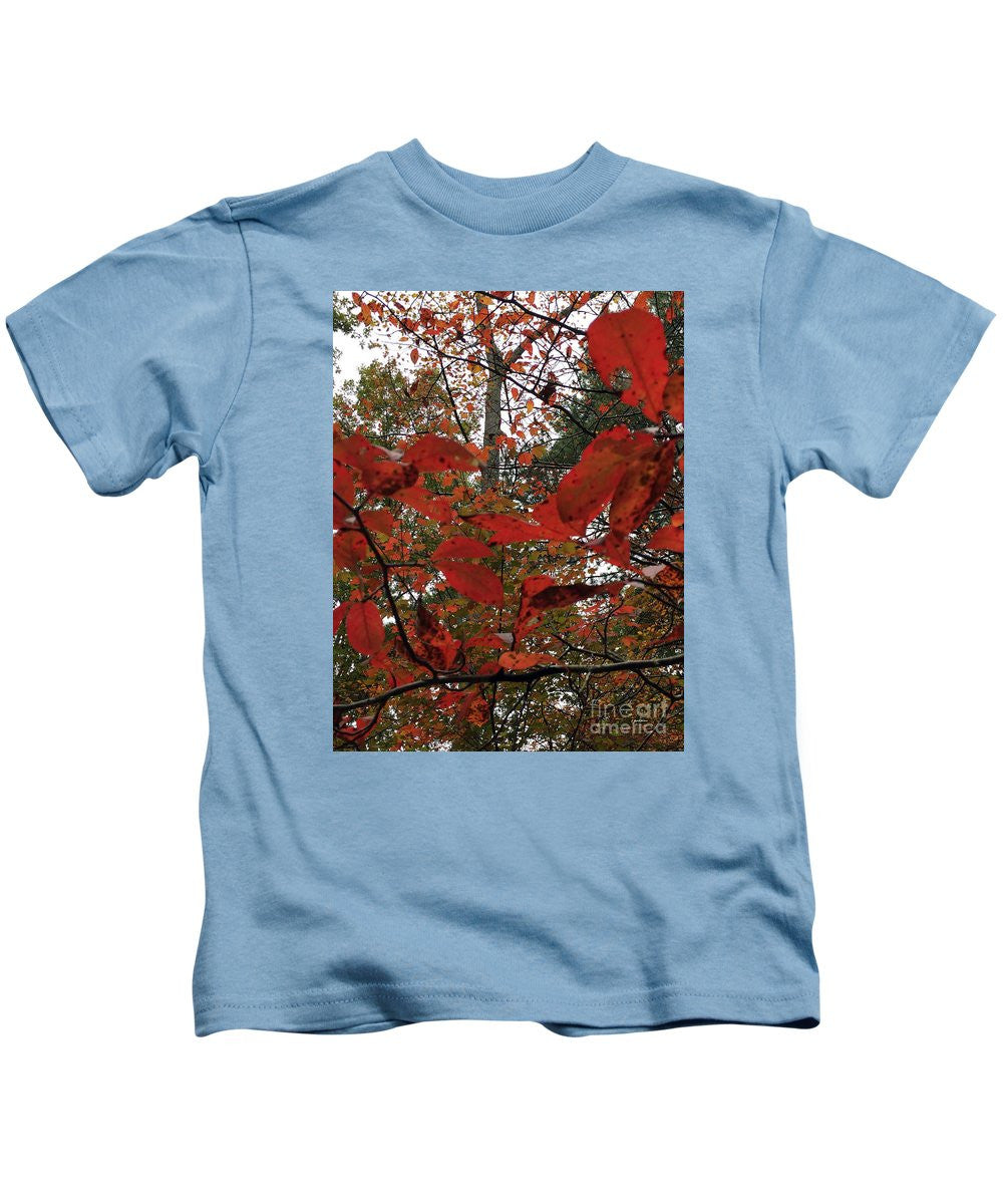 Kids T-Shirt - Autumn Leaves In Red