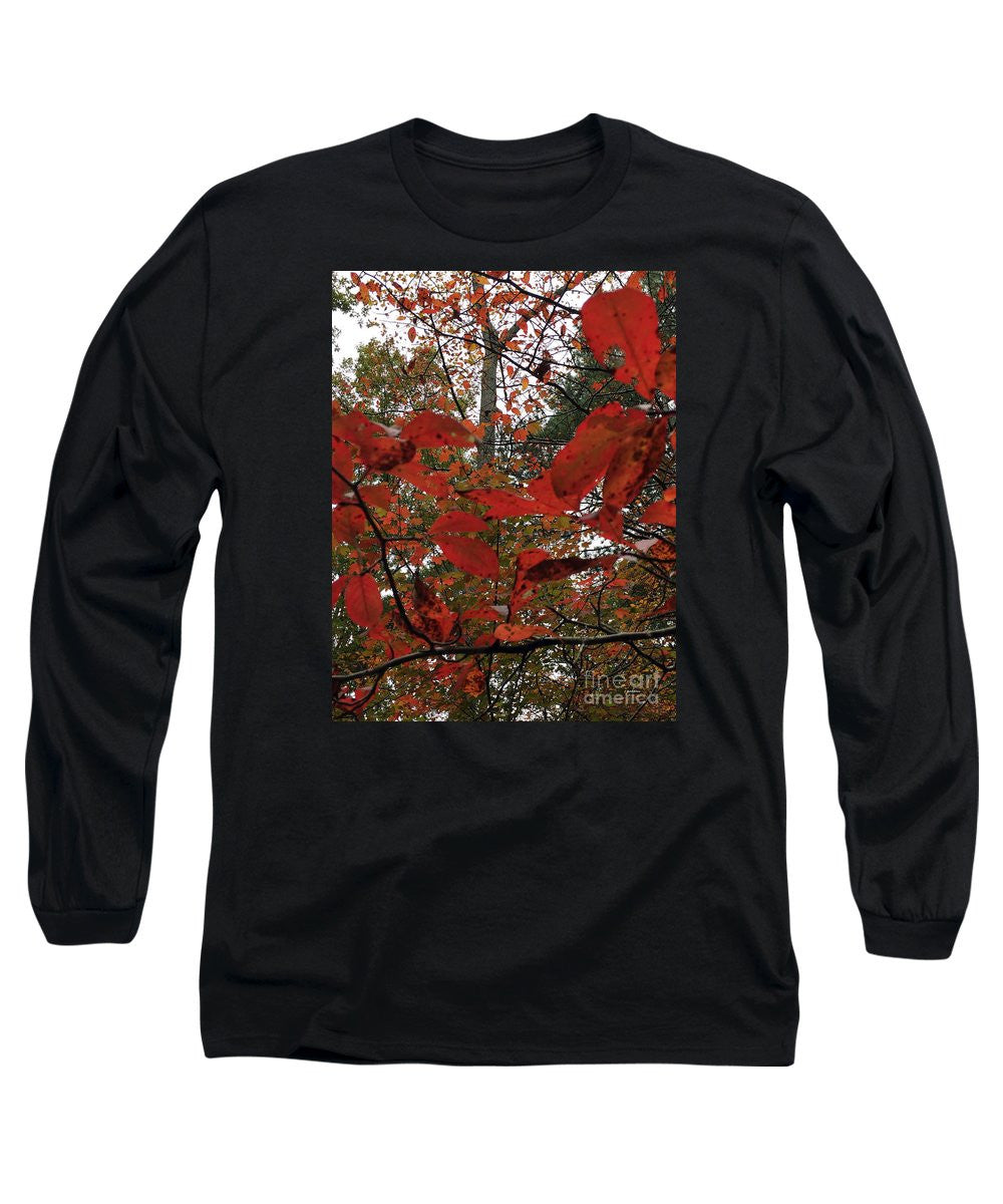 Long Sleeve T-Shirt - Autumn Leaves In Red