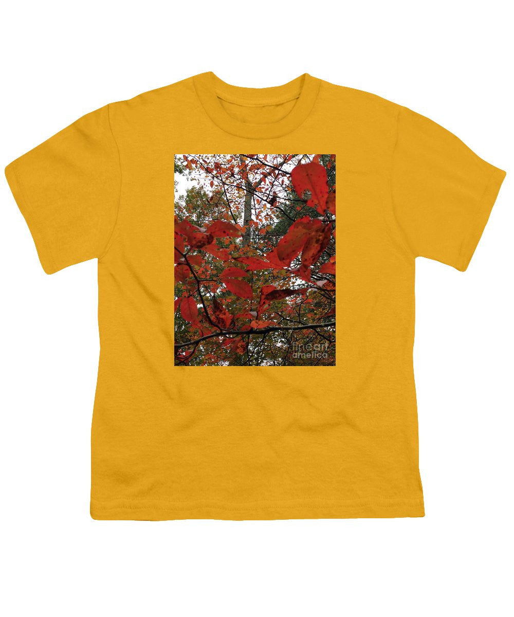 Youth T-Shirt - Autumn Leaves In Red