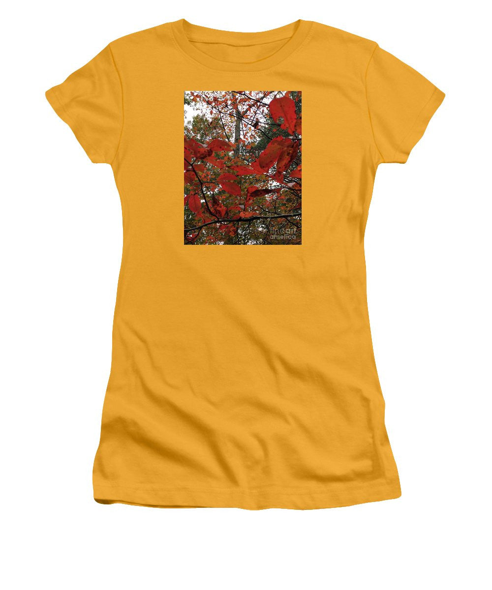Women's T-Shirt (Junior Cut) - Autumn Leaves In Red
