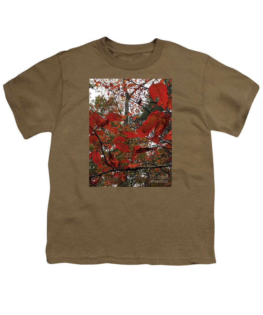 Youth T-Shirt - Autumn Leaves In Red