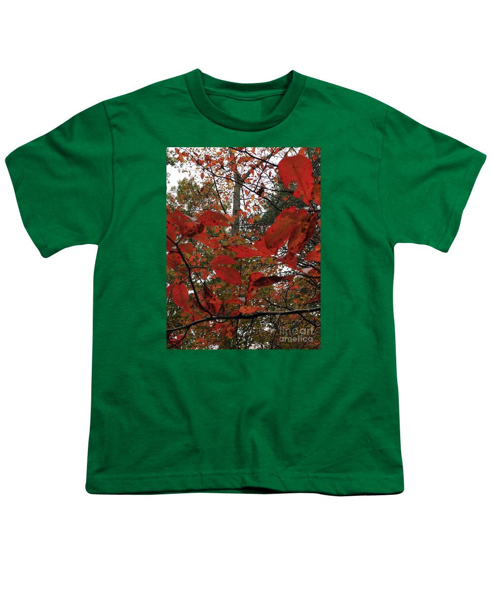 Youth T-Shirt - Autumn Leaves In Red