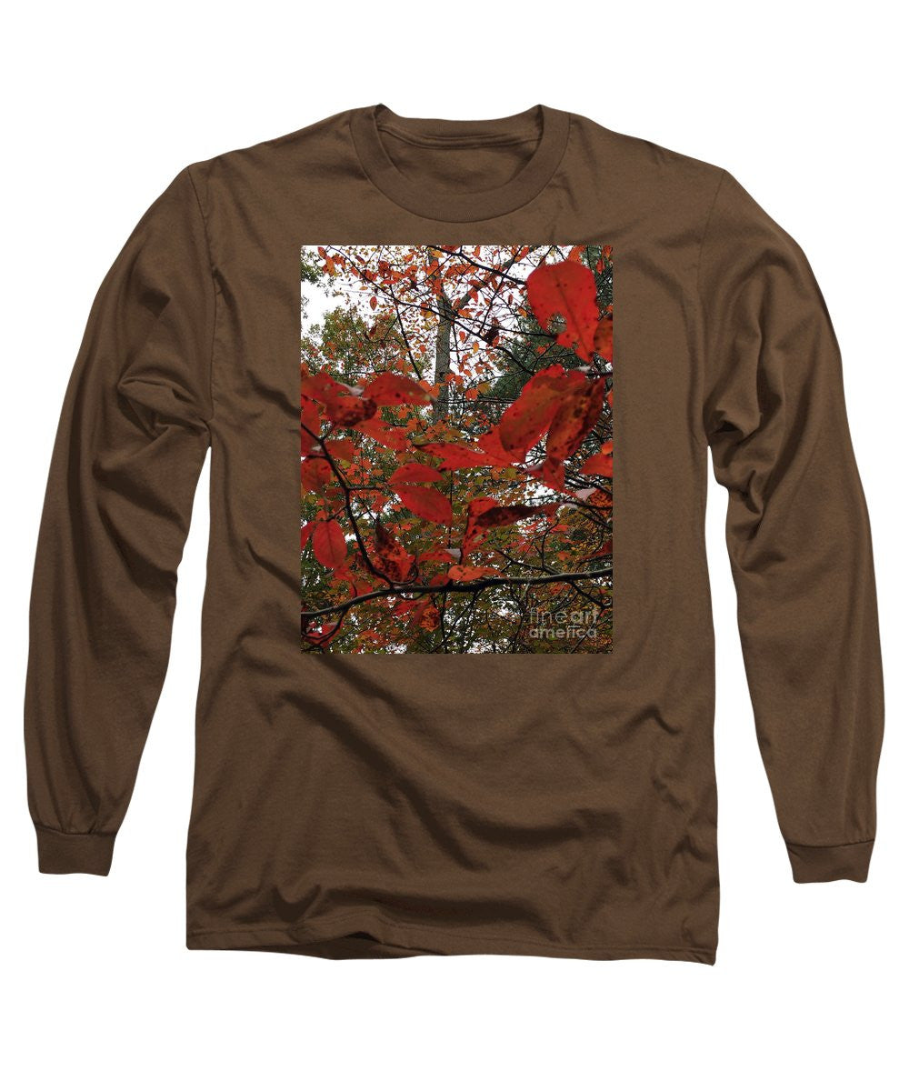 Long Sleeve T-Shirt - Autumn Leaves In Red