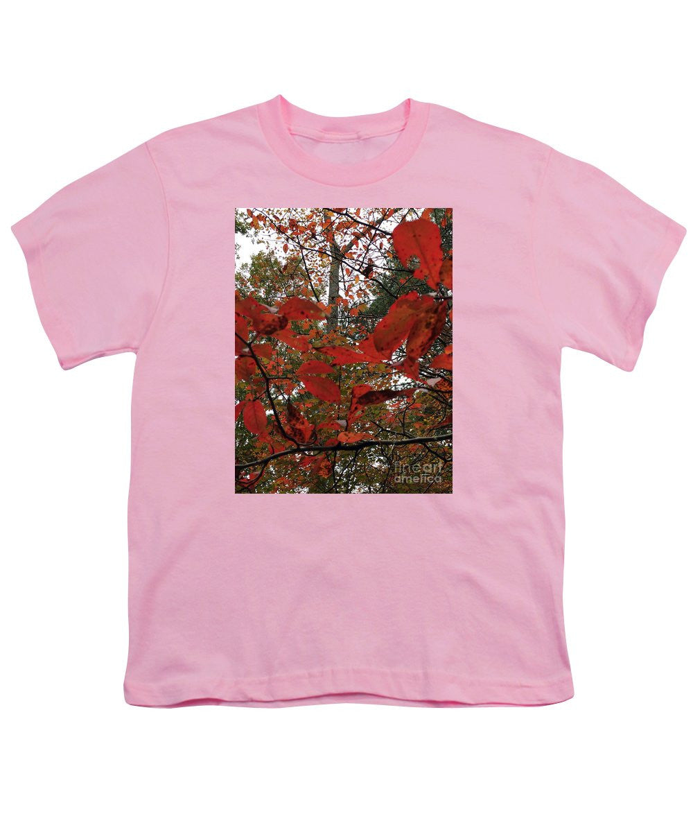 Youth T-Shirt - Autumn Leaves In Red