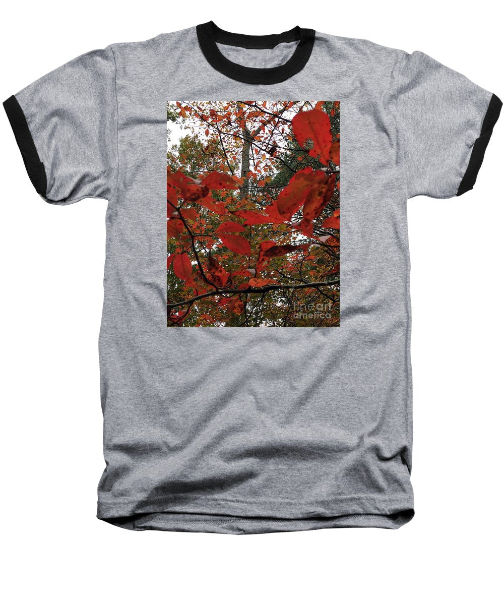 Baseball T-Shirt - Autumn Leaves In Red