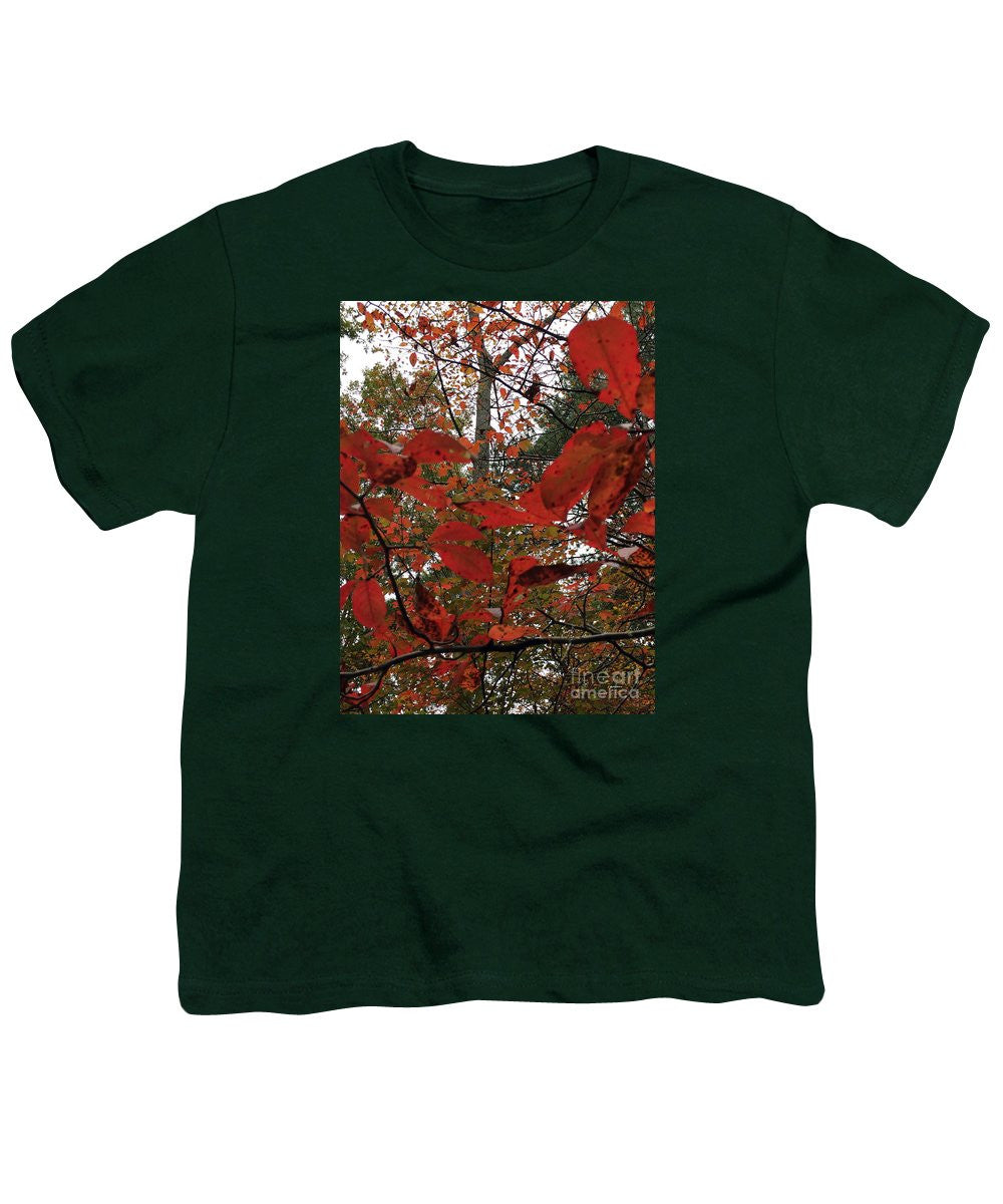 Youth T-Shirt - Autumn Leaves In Red