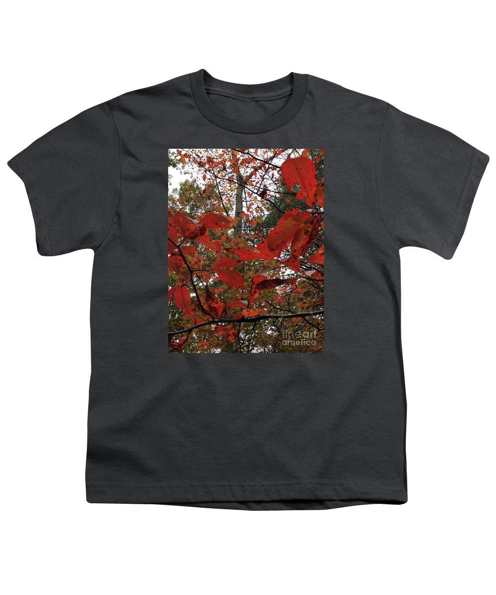 Youth T-Shirt - Autumn Leaves In Red