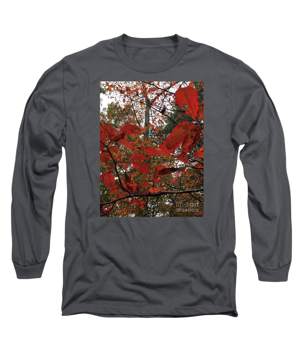 Long Sleeve T-Shirt - Autumn Leaves In Red