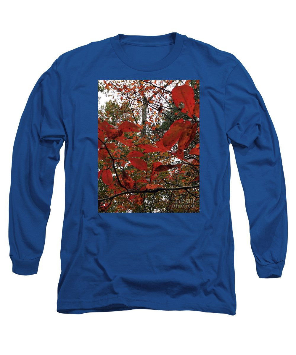 Long Sleeve T-Shirt - Autumn Leaves In Red