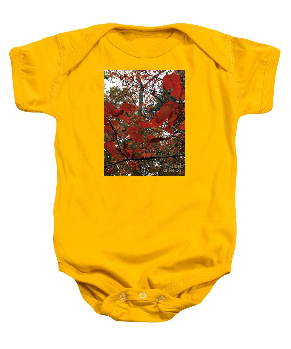 Baby Onesie - Autumn Leaves In Red