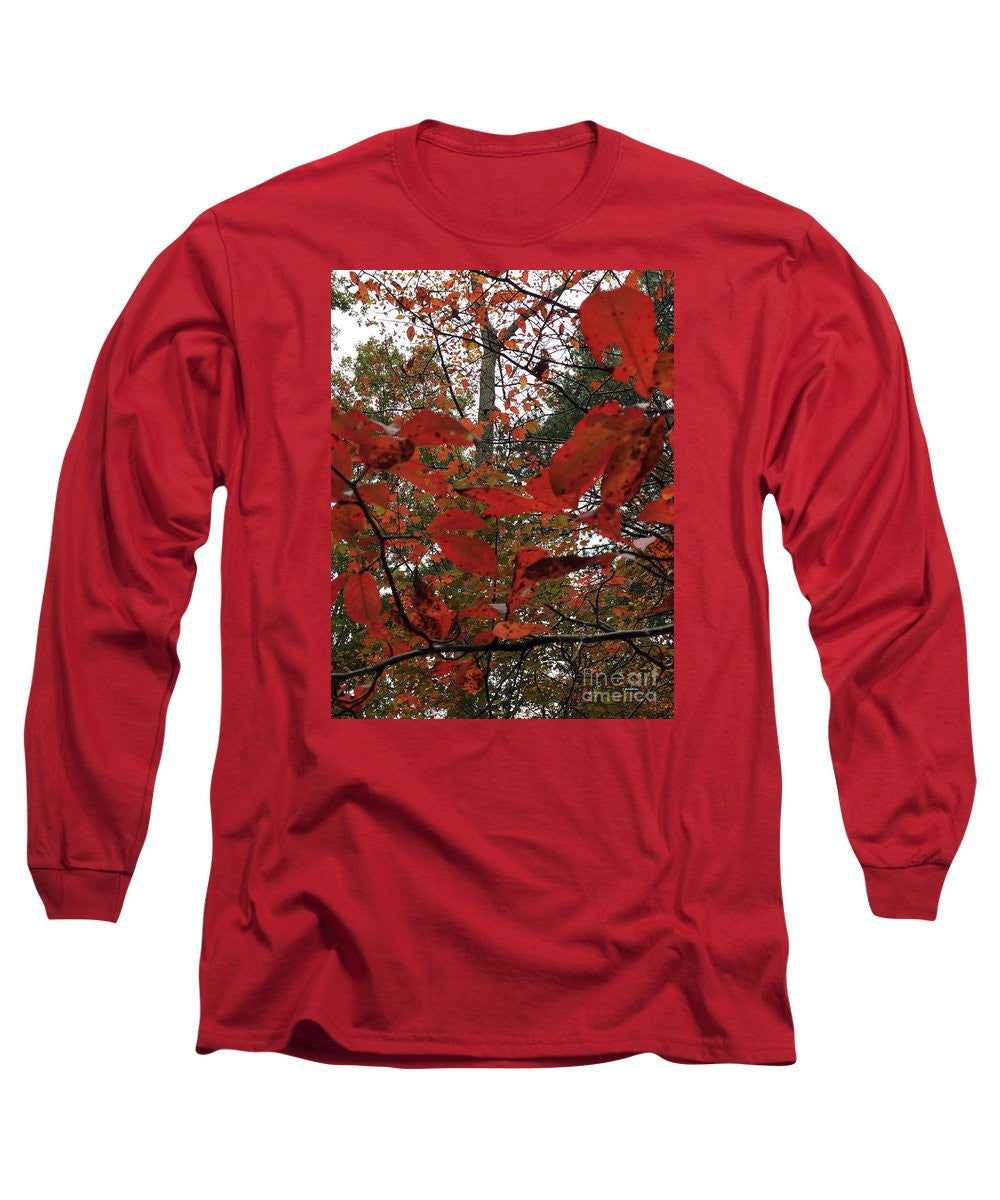 Long Sleeve T-Shirt - Autumn Leaves In Red