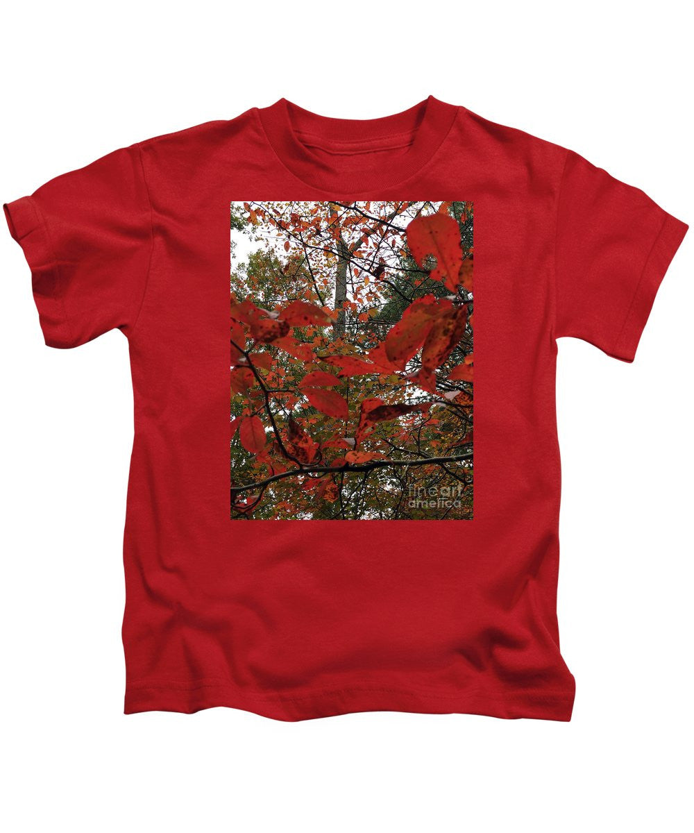 Kids T-Shirt - Autumn Leaves In Red