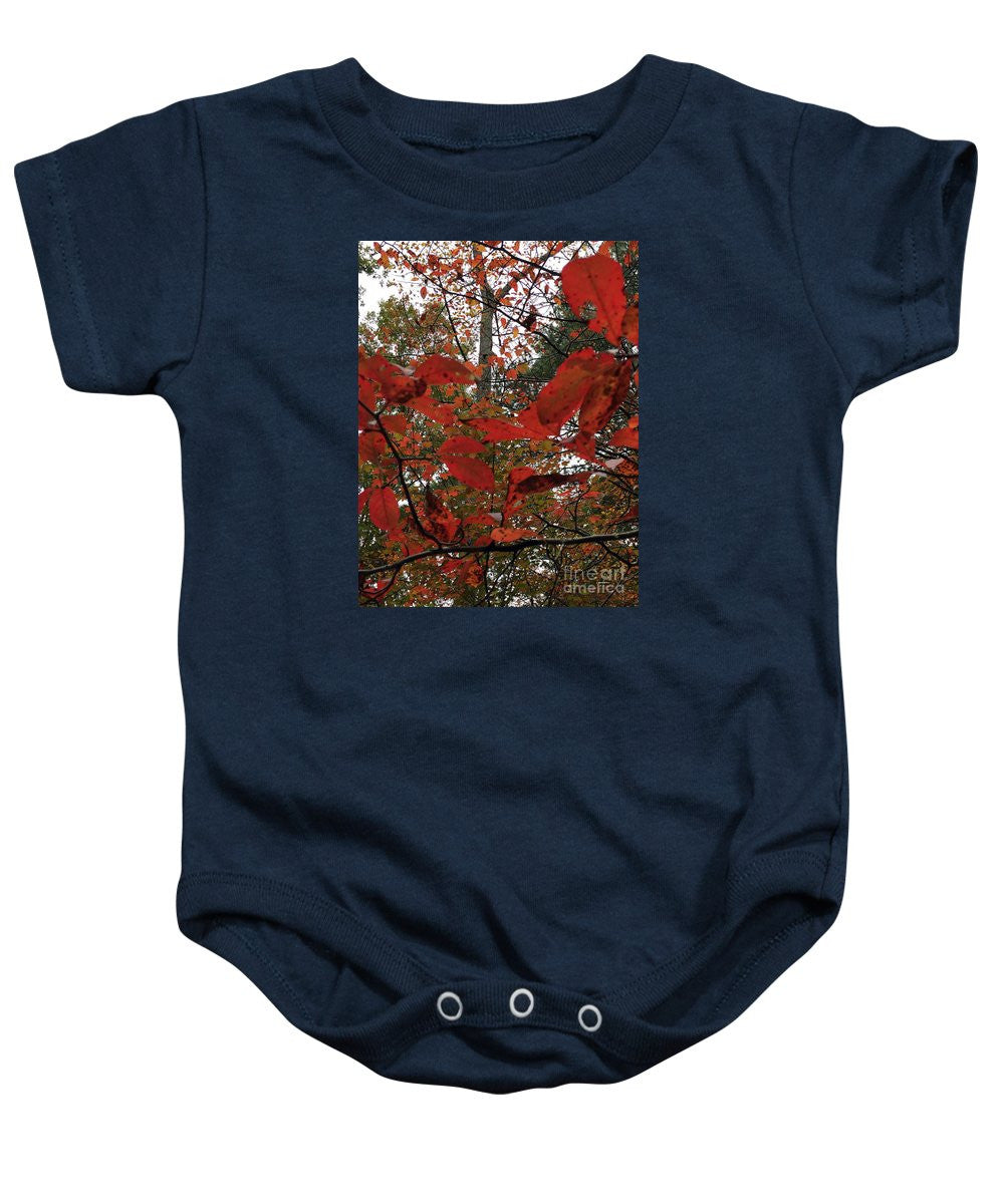 Baby Onesie - Autumn Leaves In Red
