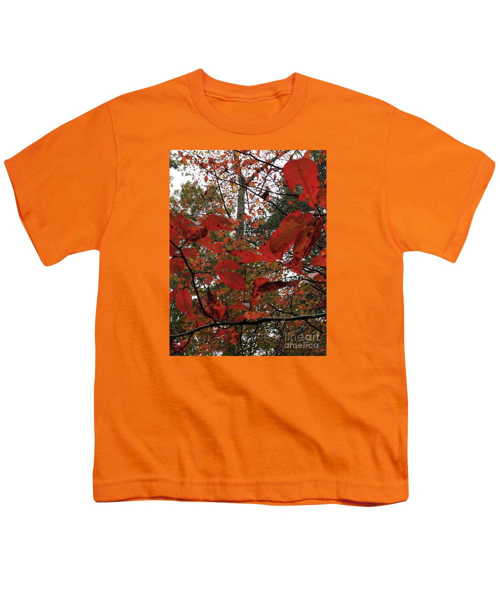 Youth T-Shirt - Autumn Leaves In Red