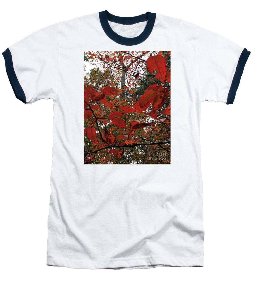 Baseball T-Shirt - Autumn Leaves In Red