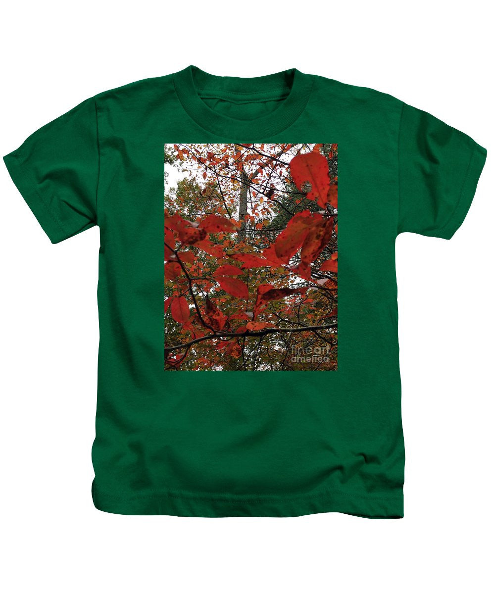 Kids T-Shirt - Autumn Leaves In Red