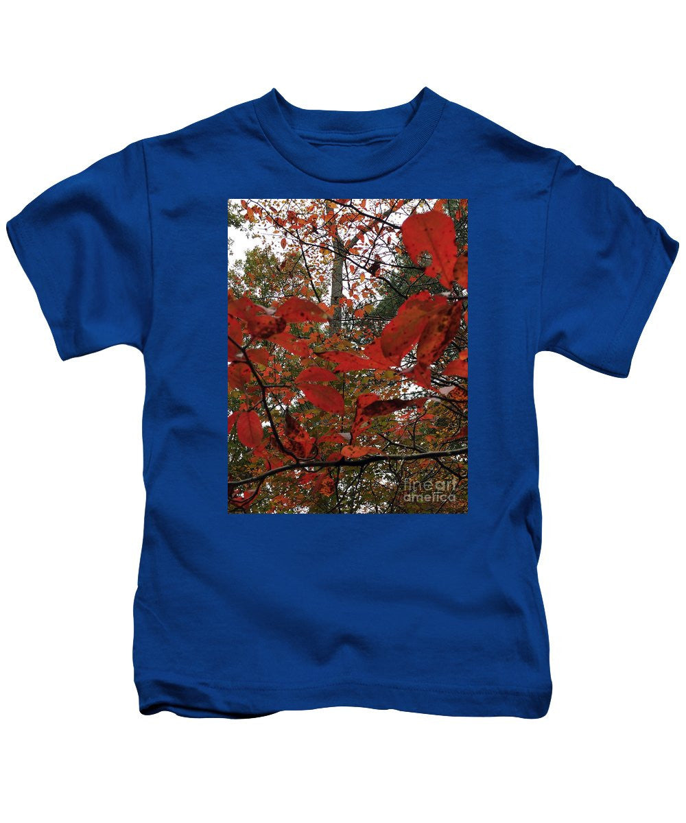 Kids T-Shirt - Autumn Leaves In Red