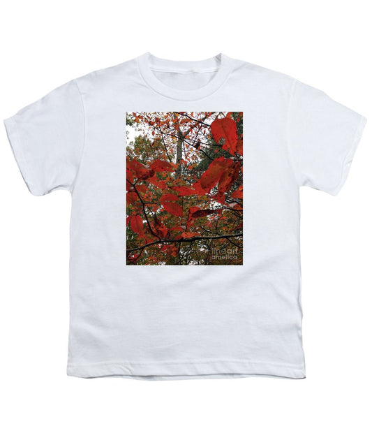 Youth T-Shirt - Autumn Leaves In Red