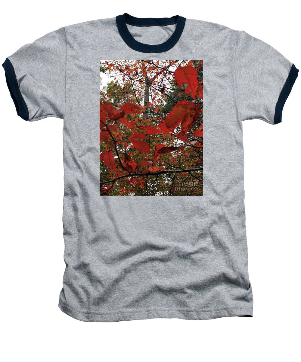 Baseball T-Shirt - Autumn Leaves In Red