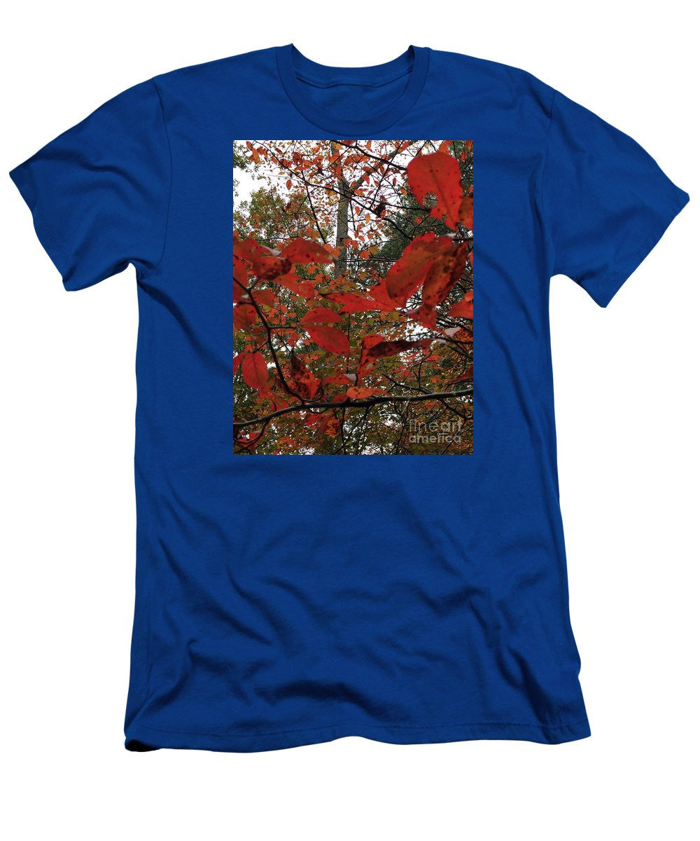 T-shirt pour homme (coupe ajustée) - Feuilles d'automne en rouge