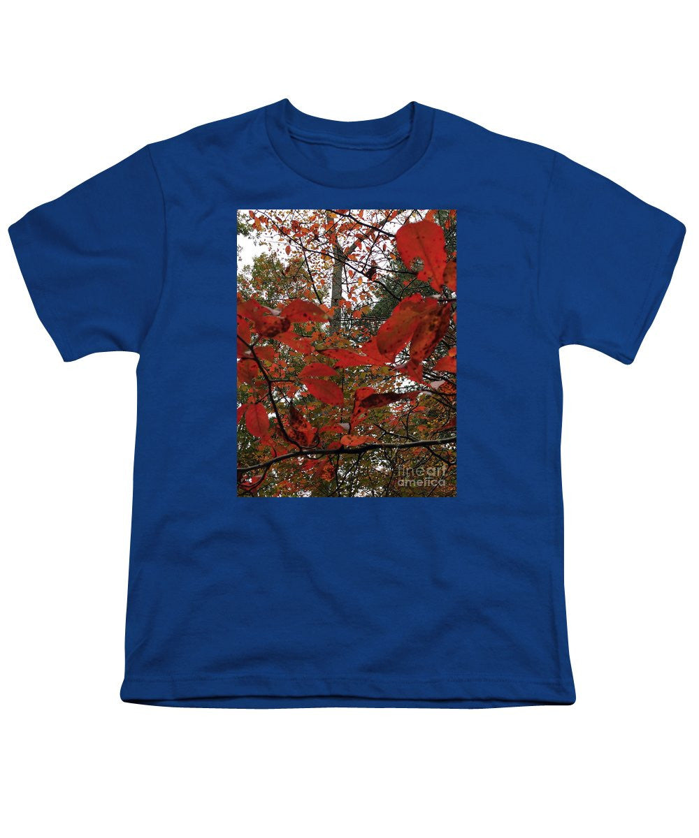 Youth T-Shirt - Autumn Leaves In Red