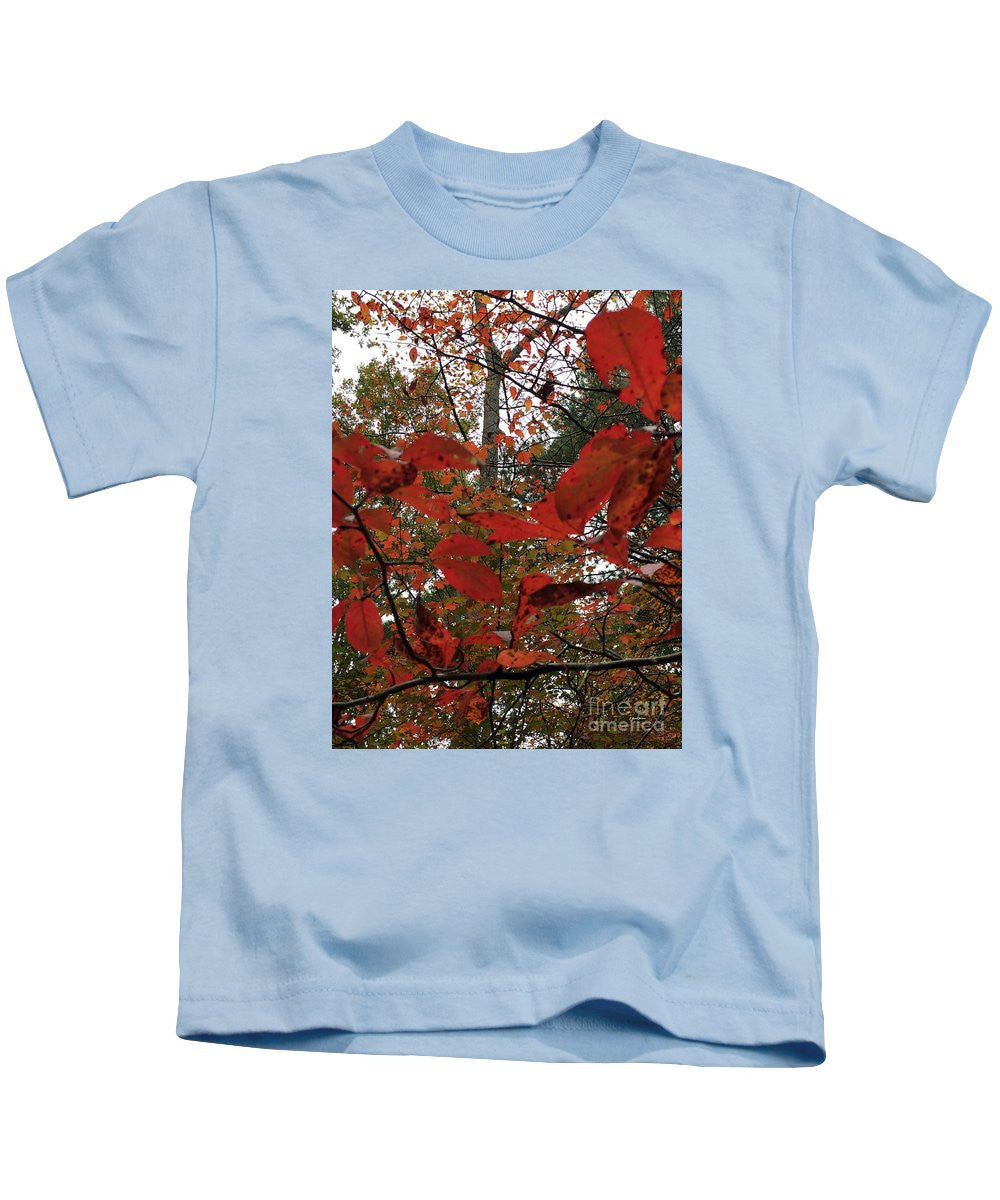 Kids T-Shirt - Autumn Leaves In Red