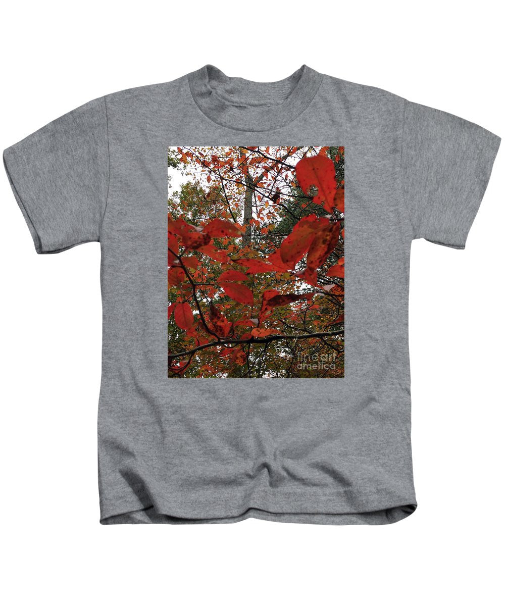 Kids T-Shirt - Autumn Leaves In Red