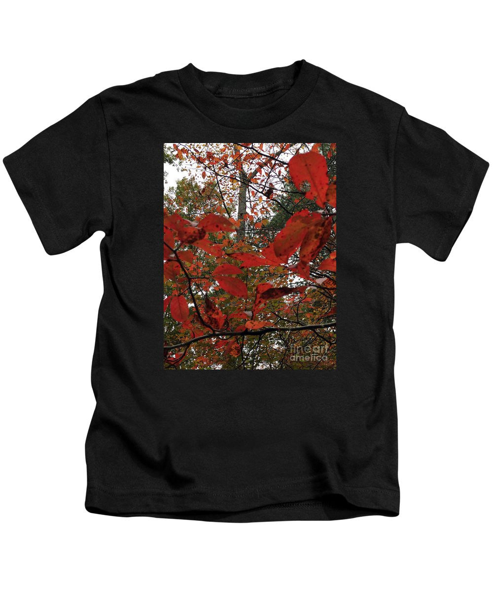 Kids T-Shirt - Autumn Leaves In Red