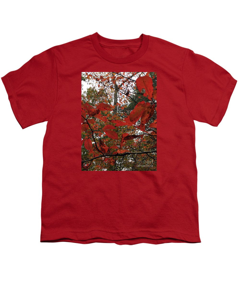 Youth T-Shirt - Autumn Leaves In Red