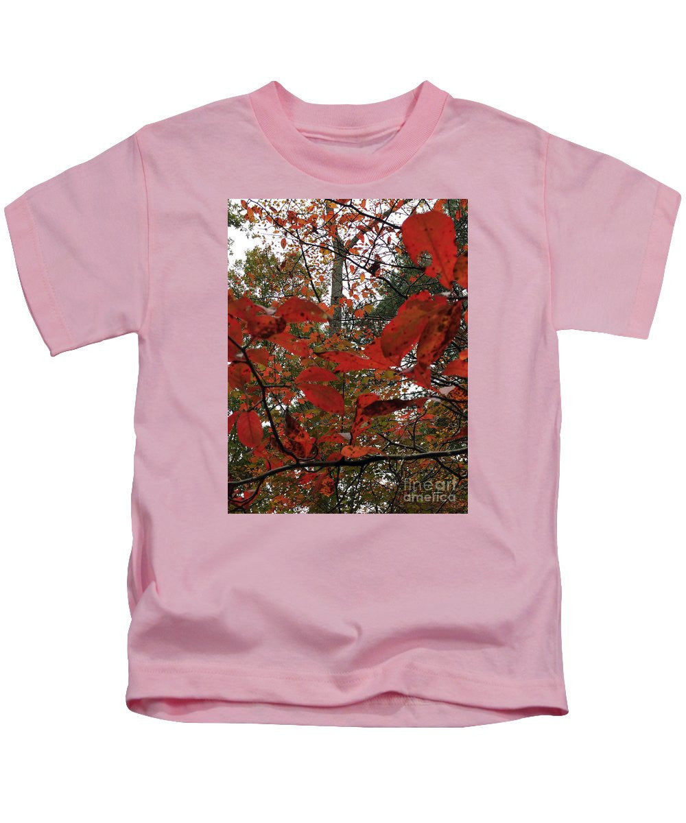 Kids T-Shirt - Autumn Leaves In Red