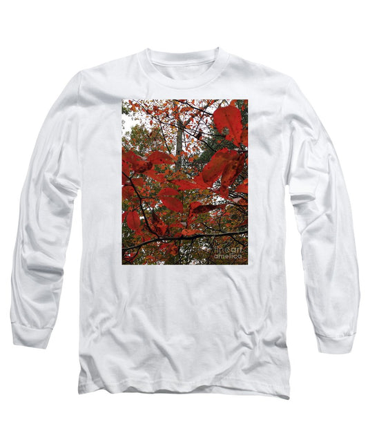 Long Sleeve T-Shirt - Autumn Leaves In Red