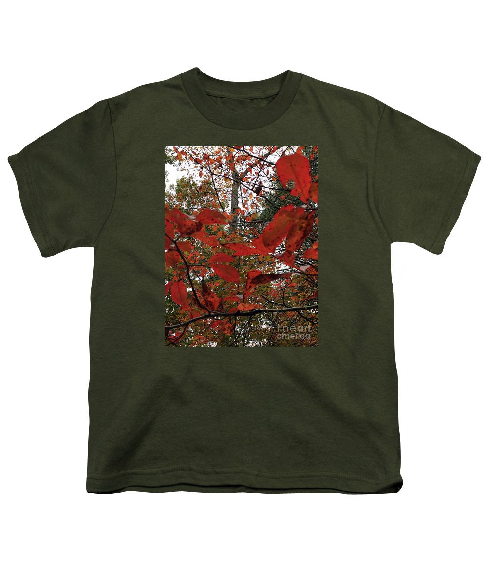 Youth T-Shirt - Autumn Leaves In Red