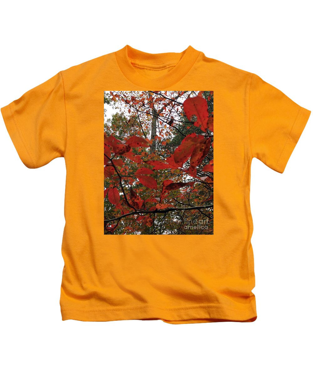 Kids T-Shirt - Autumn Leaves In Red