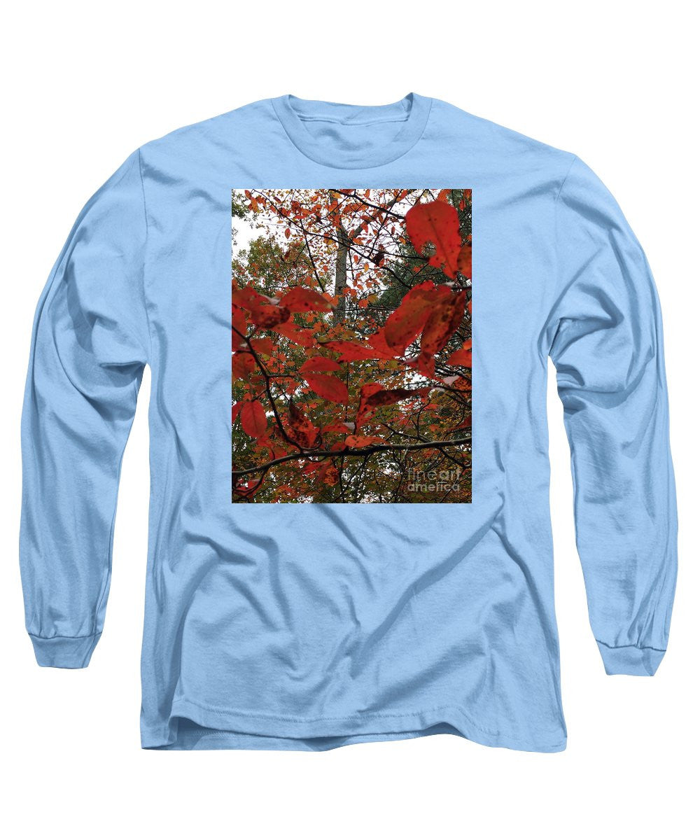 Long Sleeve T-Shirt - Autumn Leaves In Red