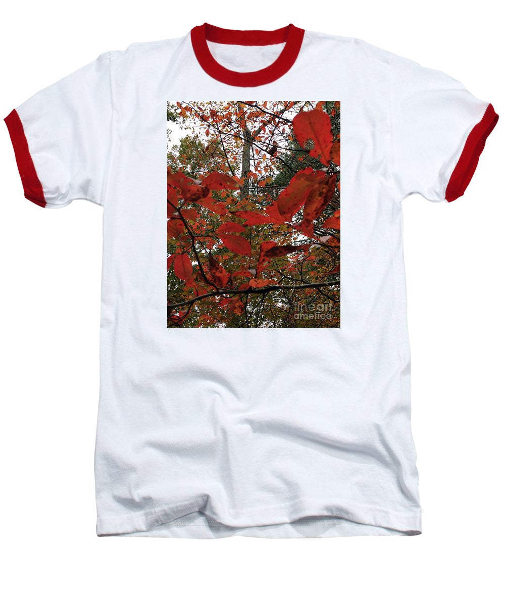 Baseball T-Shirt - Autumn Leaves In Red