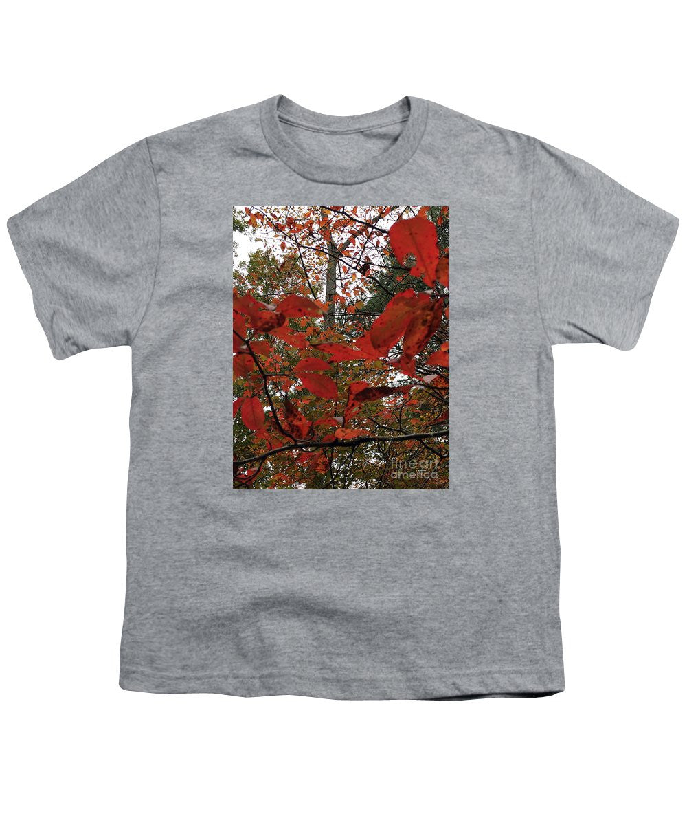 Youth T-Shirt - Autumn Leaves In Red