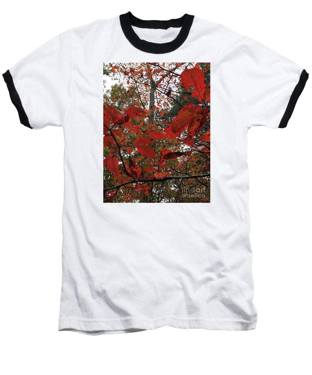 Baseball T-Shirt - Autumn Leaves In Red