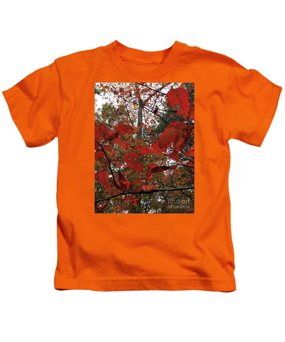 Kids T-Shirt - Autumn Leaves In Red