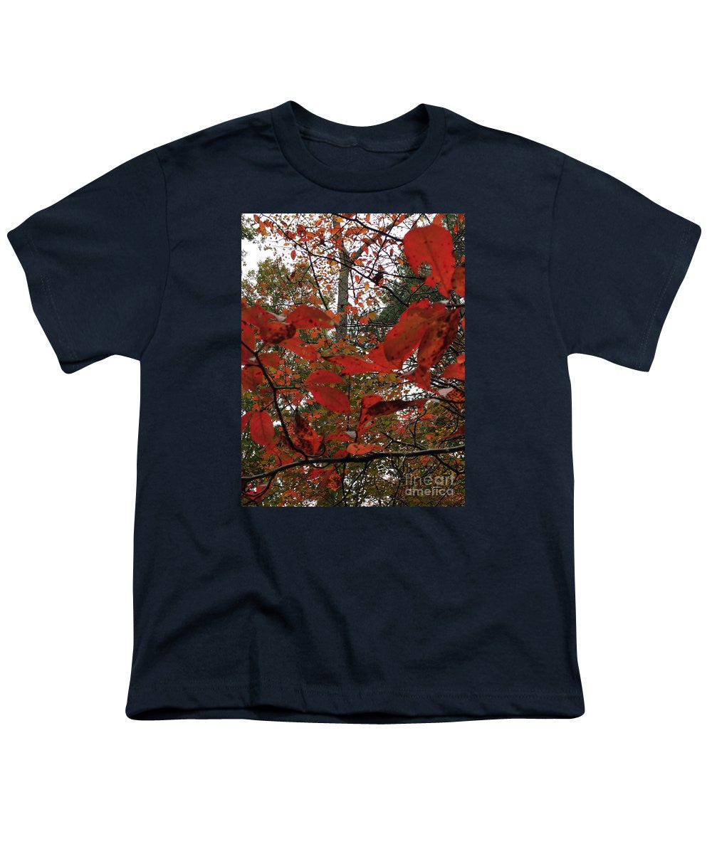 Youth T-Shirt - Autumn Leaves In Red