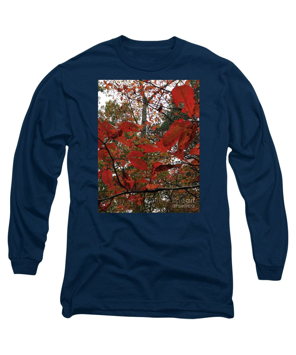 Long Sleeve T-Shirt - Autumn Leaves In Red